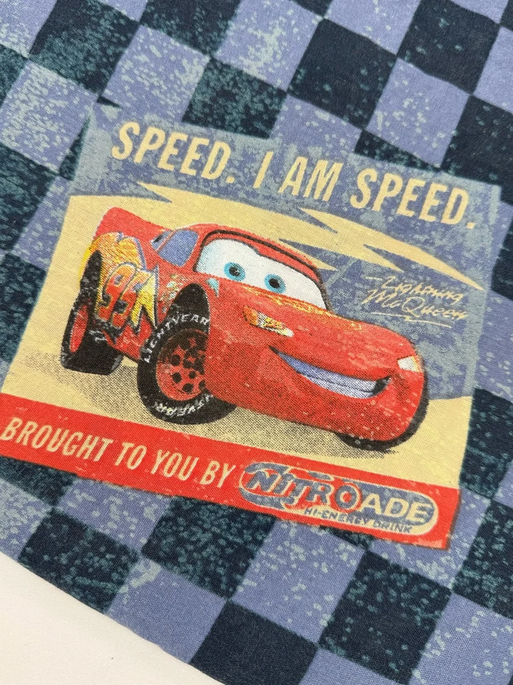 VINTAGE DISNEY PIXAR Boys Cars Lightning McQueen Tow Mater Twin Flat Sheet Check